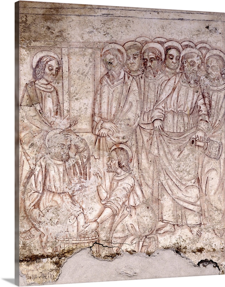 Jesus Washing Peter S Feet While The Apostles Watch 11th C Fresco   Jesus Washing Peters Feet While The Apostles Watch 11th C Fresco,2293038 