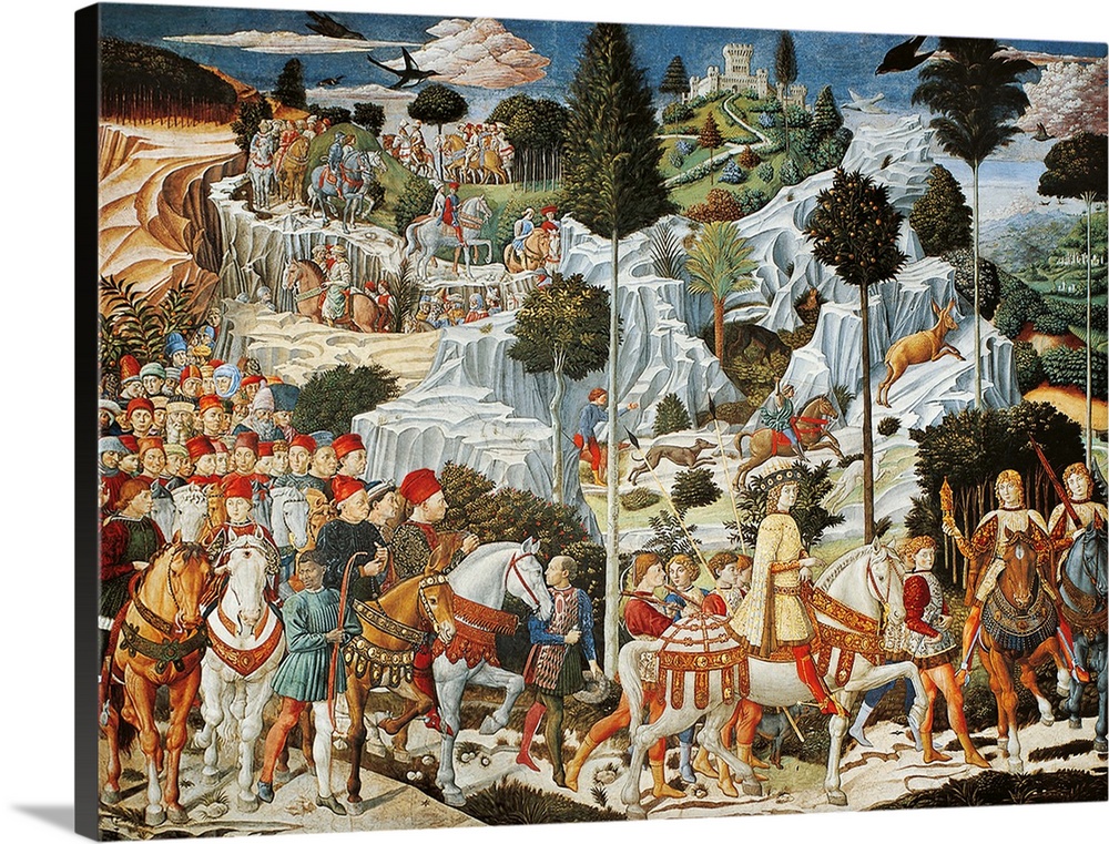 Magi Chapel. Journey of the Magi (The Magi Ride), by Benozzo di Lese di Sandro known as Benozzo Gozzoli, 1459, 15th Centur...