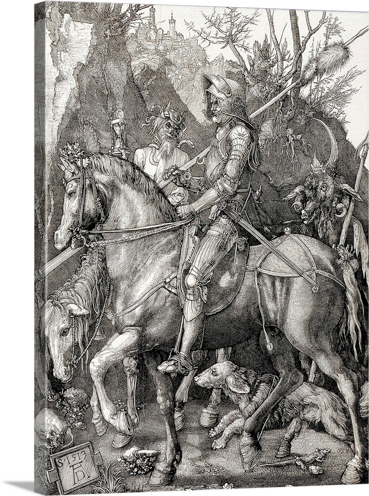 DURER, Albrecht (1471-1528). Knight, Death, and the Devil. 1513. German school. Renaissance art. Engraving. FRANCE. Paris....