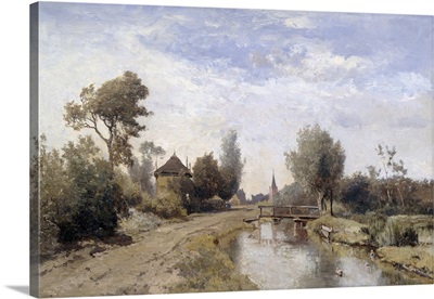 Landscape at Kortenhoef, 1877, Dutch painting, oil on panel