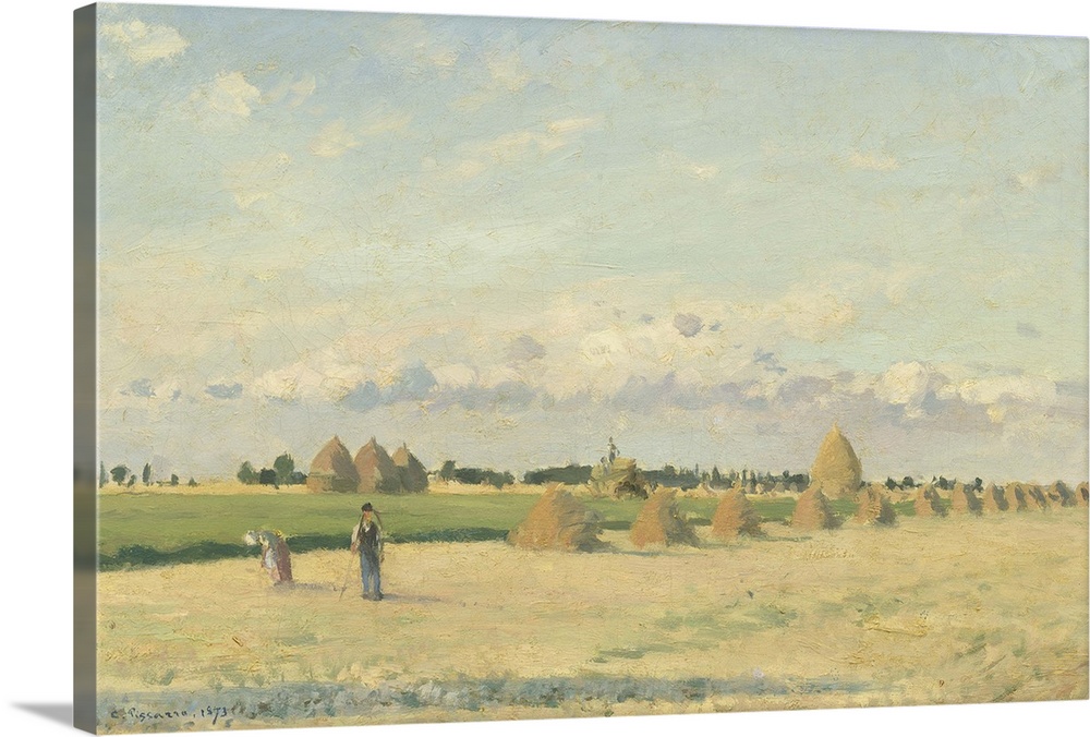 Landscape, Ile-de-France, by Camille Pissarro, 1873, French impressionist painting, oil on canvas. Pissarro preferred to f...