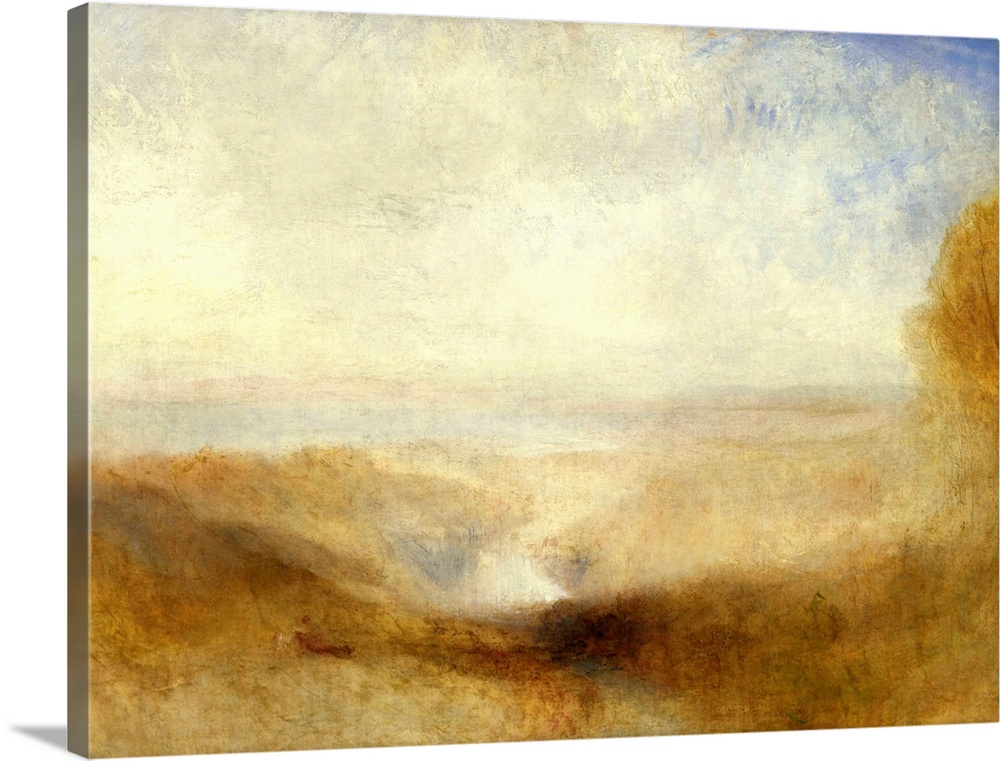 4013, Joseph Mallord William Turner, English School. Landscape with a River and a Bay in the Distance. Oil on canvas, 0.93...