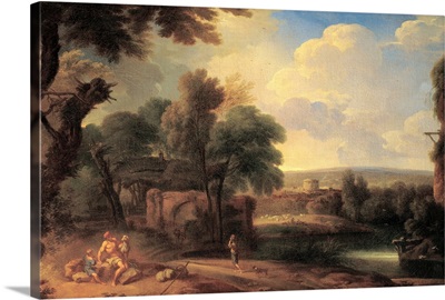 Landscape with Figures, by Unknown Roman artist, 17th c. Brera Gallery, Milan, Italy