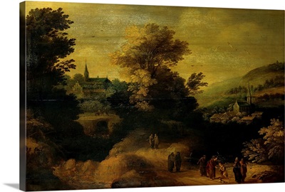 Landscape with the Healing of the Blind Man, by unknown Flemish artist