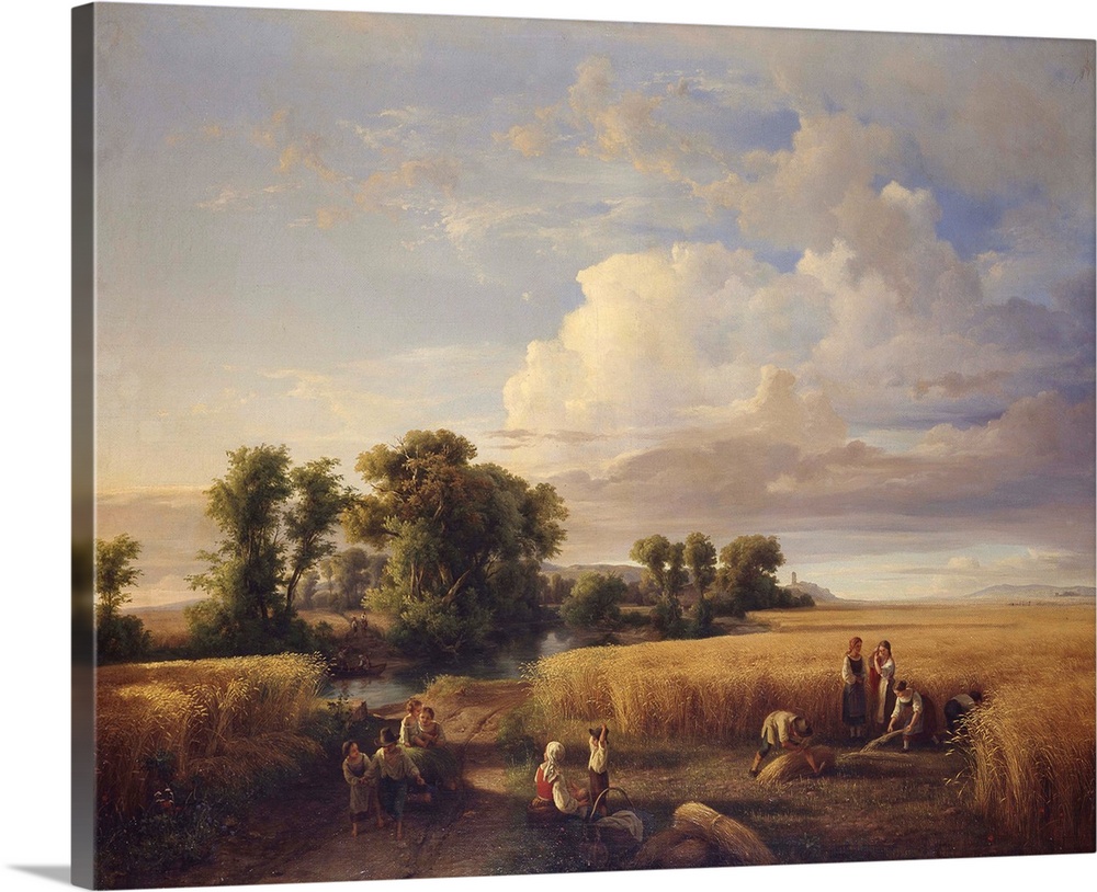 Landscape With Wheat Harvest Scene, By Carlo Mark Senior, 1850