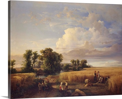 Landscape With Wheat Harvest Scene, By Carlo Mark Senior, 1850