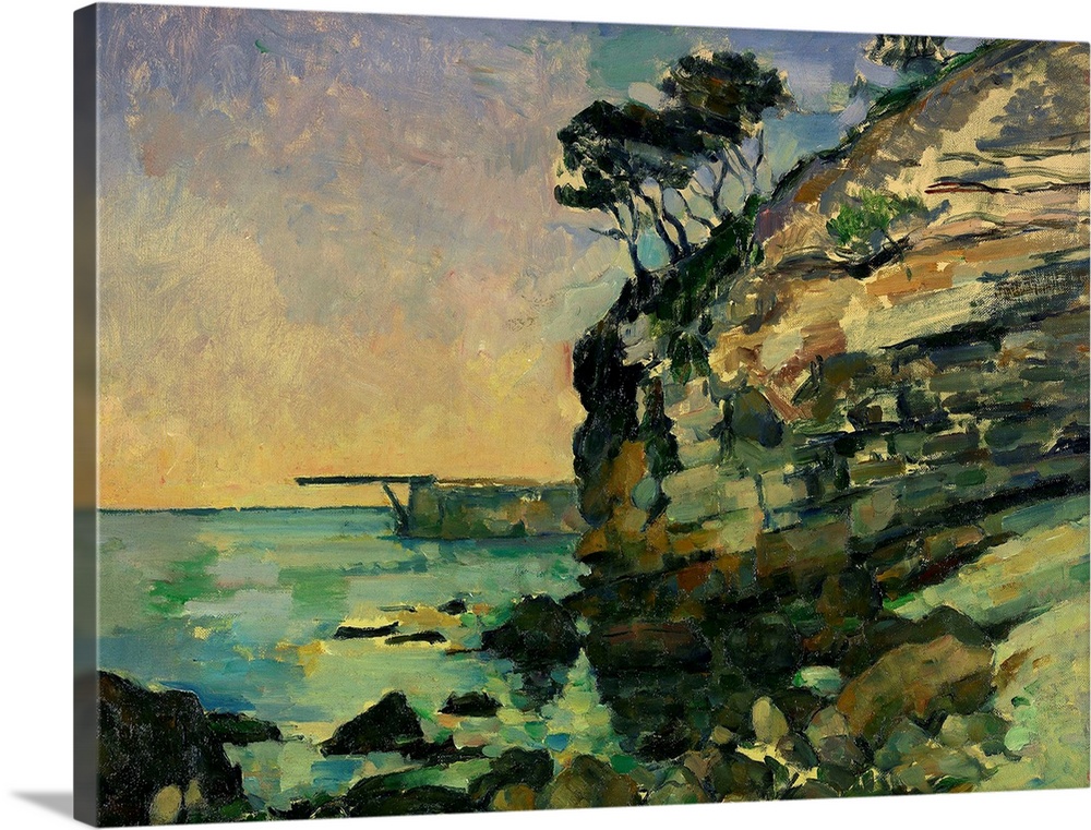 Paul Cezanne (1839-1906), French School. L'Estaque, at dusk. Oil on canvas