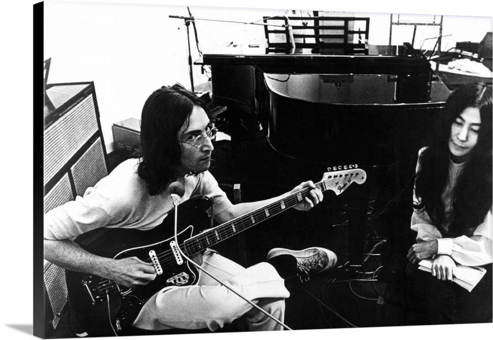 LET IT BE, John Lennon, Yoko Ono, 1970, rehearsing in the studio.