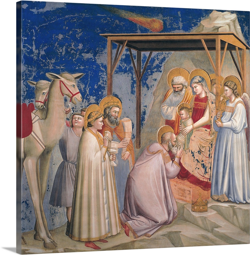 Stories of the Christ The Adoration of the Magi, by Giotto, 1304 - 1306 about, 14th Century, fresco, cm 200 x 185 - Italy,...