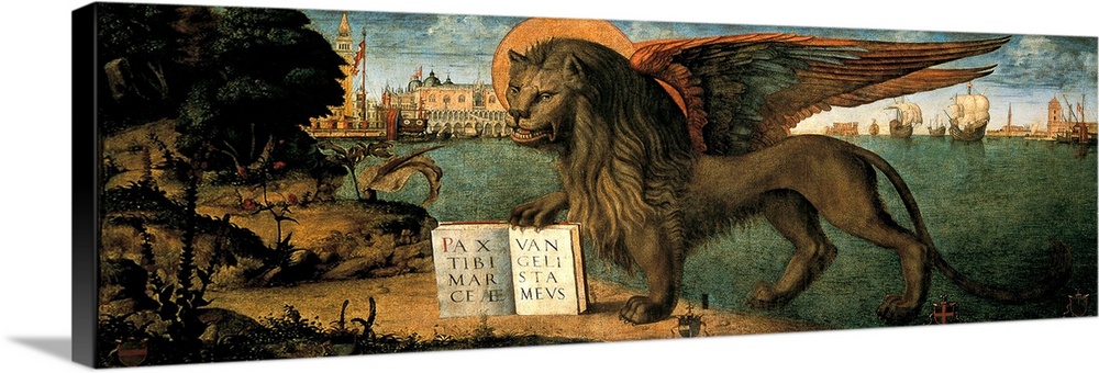 The Lion of St Mark, by Vittore Carpaccio, 1516, 16th Century, oil on canvas, cm 130 x 368 - Italy, Veneto, Venice, Doges ...