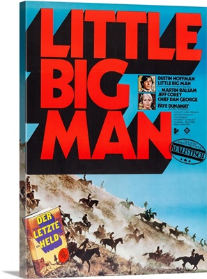 Little Big Man, Dustin Hoffman, Faye Dunaway, German Poster Art, 1970