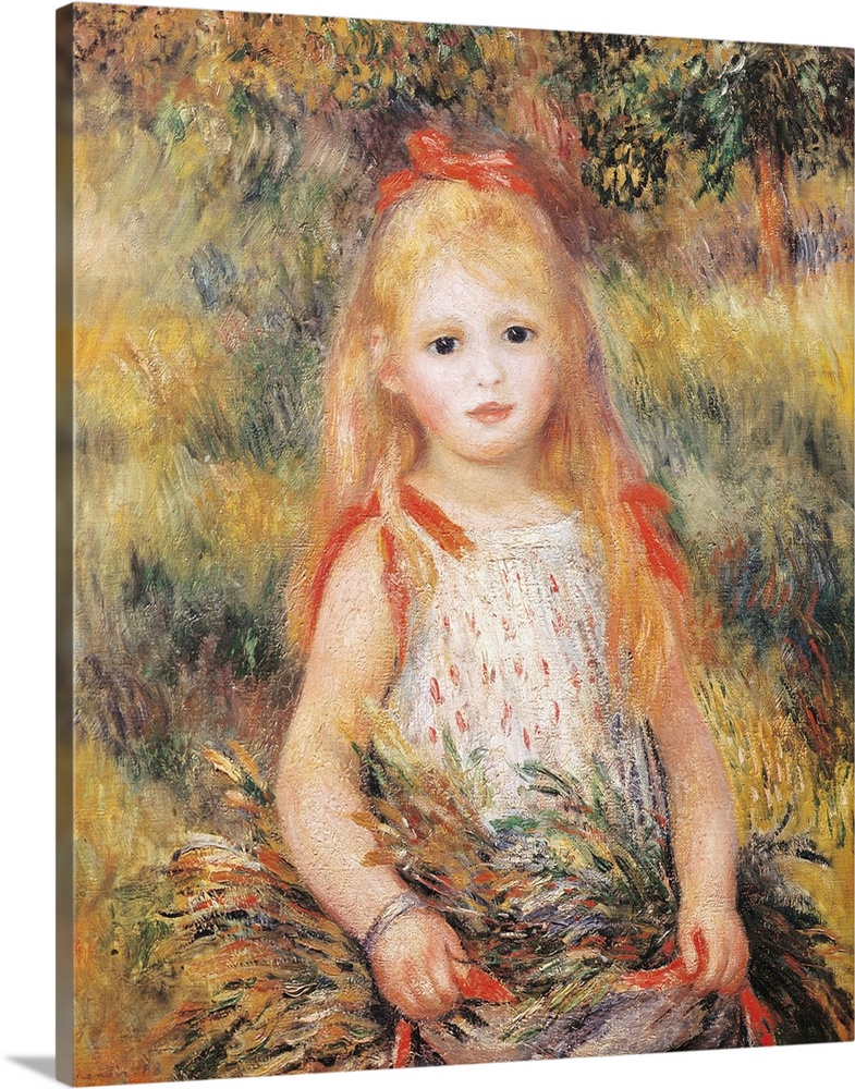 RENOIR, Pierre-Auguste (1841-1919). Little Girl Carrying Flowers or The Little Gleaner. 1888. Impressionism. Oil on canvas...