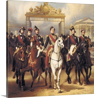 Louis-Philippe and his Sons on Horseback in front of the Chateau de Versailles