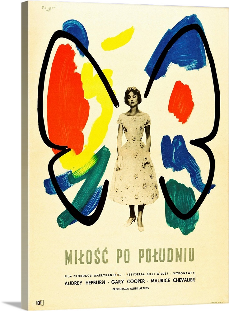 Love In The Afternoon, (aka Milosc Po Poludniu), Polish Poster, Audrey Hepburn, 1957.