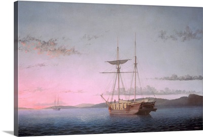 Lumber Schooners at Evening on Penobscot Bay, by Fitz Henry Lane, 1863