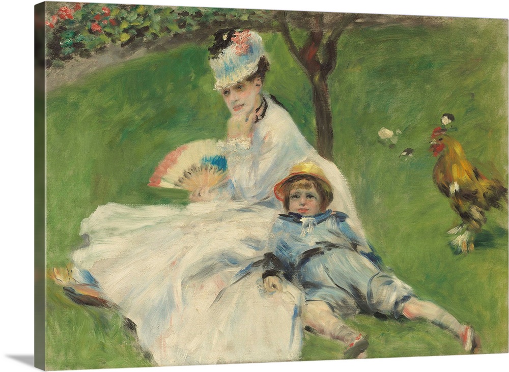 Madame Monet and Her Son, by Auguste Renoir, 1874, French impressionist painting, oil on canvas. Renoir was close to Monet...
