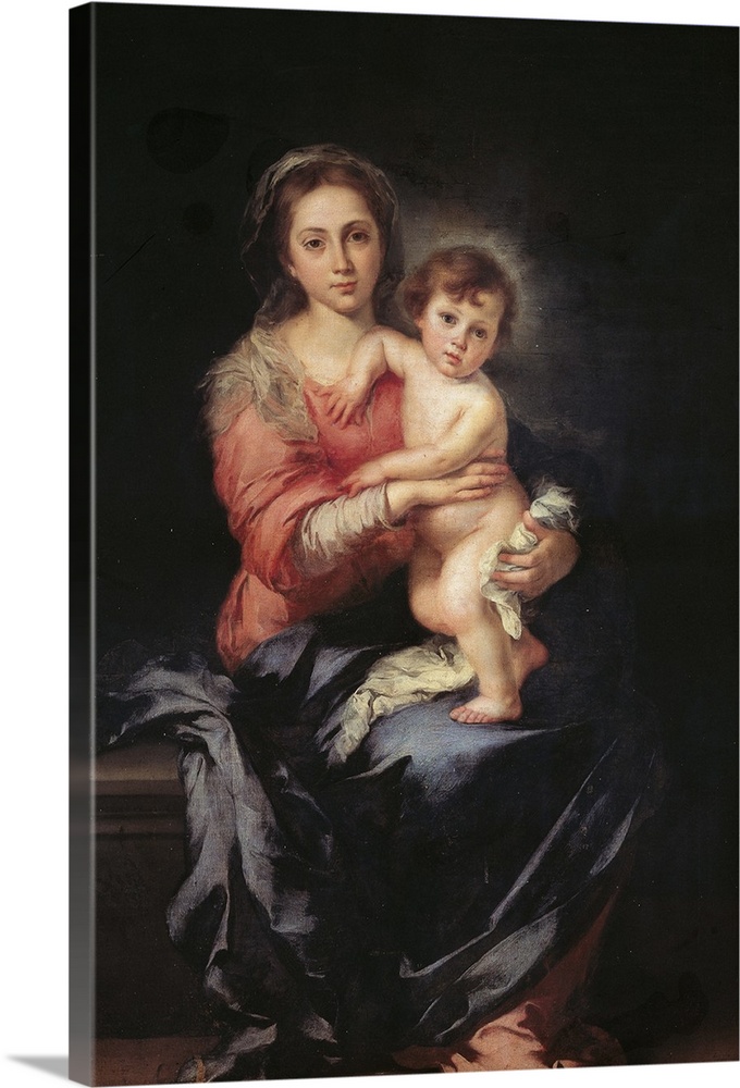 Madonna and Child, by Bartolom Esteban Murillo, 1650 - 1655 about, 17th Century, oil on canvas, cm 157 x 107 - Italy, Tusc...