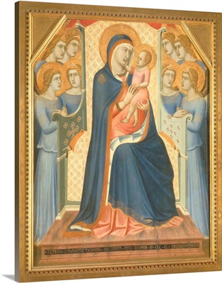 Madonna and Child Enthroned with Angels, by Lorenzetti Pietro, 1340. Uffizi Gallery