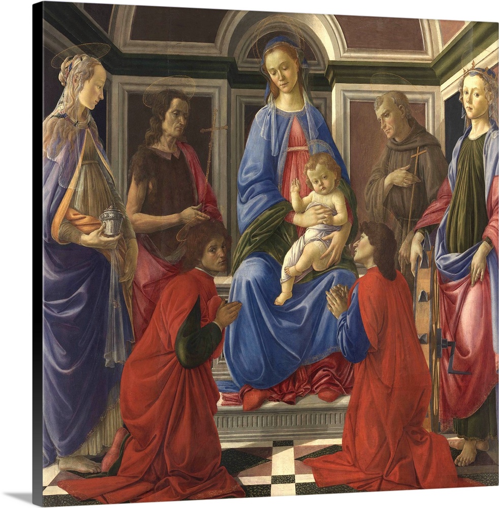 Madonna and Child Enthroned with Saints Mary Magdalene, John the Baptist, Cosmas and Damian, Francis of Assisi and Catheri...