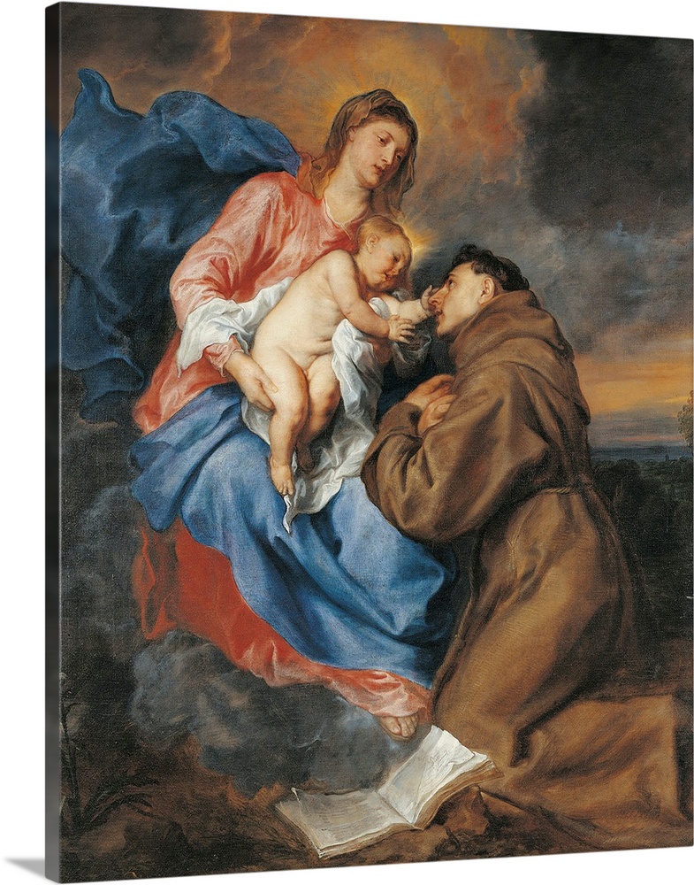 The Madonna with Child and St Anthony of Padua, by Anton o Antoon Van Dyck, 17th Century, oil on canvas, cm 189 x 158 - It...