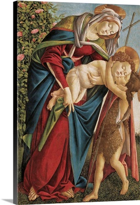 Madonna With Child Embracing The Young St. John, By Botticelli, C.1495-1500.