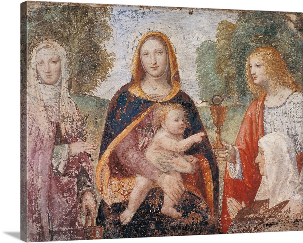 Italy, Lombardy, Milan, Brera Art Gallery. All. Madonna with the Child St Martha St John the Evangelist presenting an Augu...