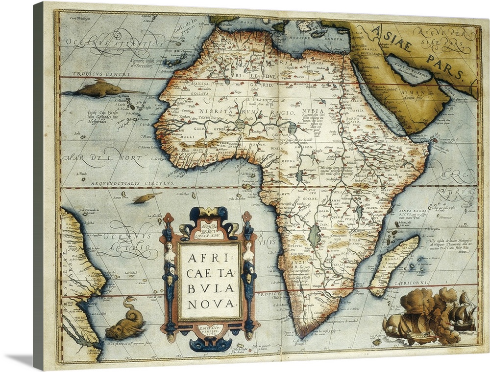 ORTELIUS, Abraham (1527-1598). Theatrum Orbis Terrarum. 1570. It is considered to be the first modern atlas.  Map of Afric...