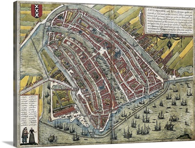 Map of Amsterdam, 1572. Theatrum Orbis Terrarum