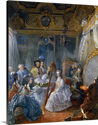 Marie Antoinette playing Harp in her Chamber at Versailles