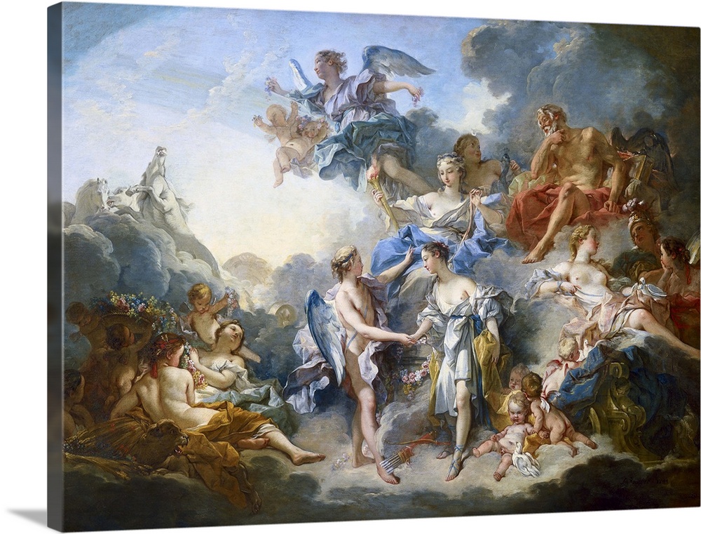 BOUCHER, Franois (1703-1770). The marriage of Cupid and Psyche. 1744. Rococo. Oil on canvas. FRANCE. Paris. Louvre Museum. -
