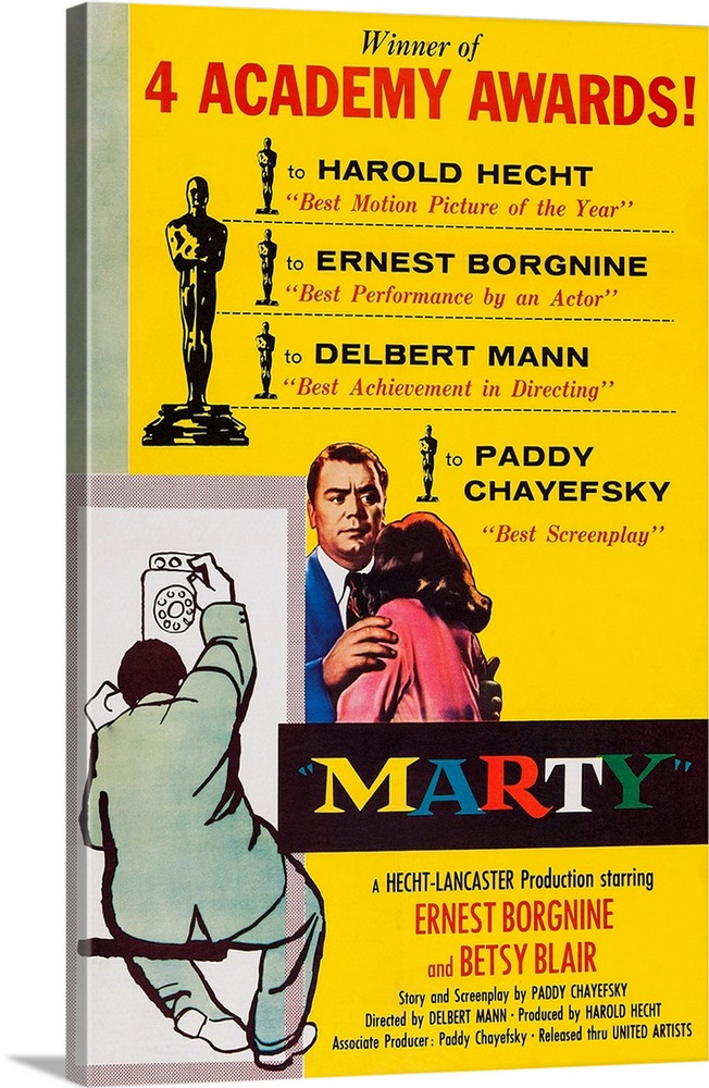 Retro poster artwork for the film Marty.