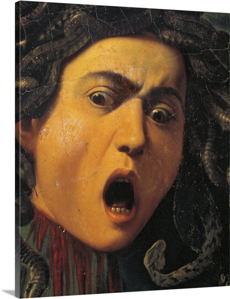Medusa, by Michelangelo Merisi known as Caravaggio, 1596 - 1598 about, 16th Century, oil on canvas on poplar shutter,  55,...