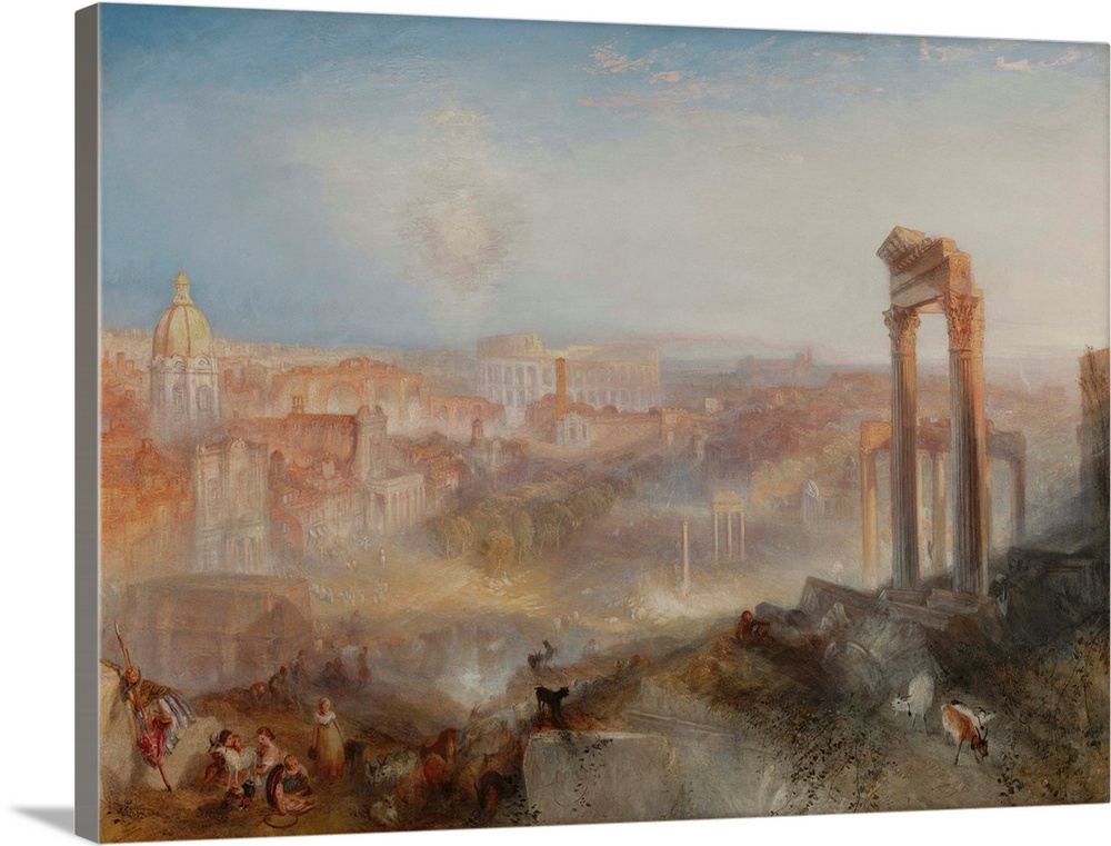 Modern Rome - Campo Vaccino, by Joseph Turner, 1835, English painting, oil on canvas. Baroque churches and ancient monumen...