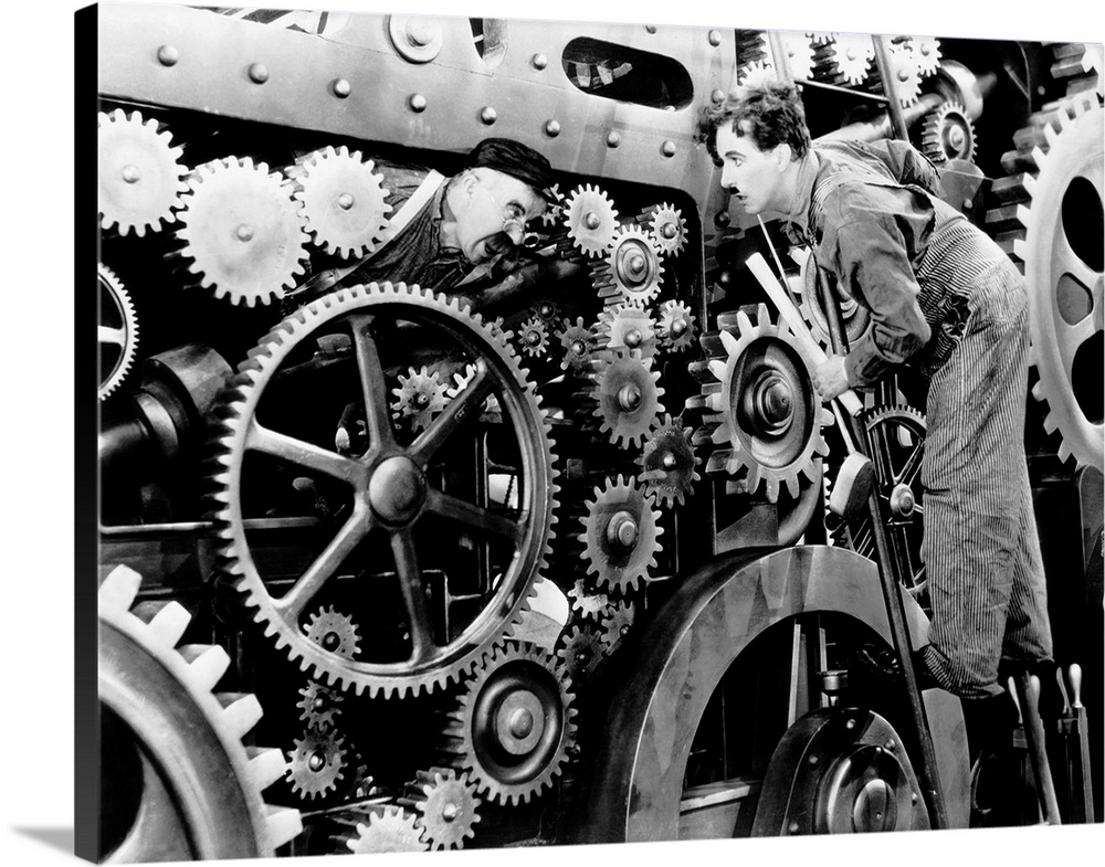 MODERN TIMES, from left, Chester Conklin, Charlie Chaplin, 1936.