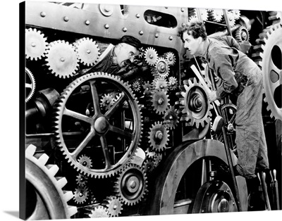 Modern Times, From Left, Chester Conklin, Charlie Chaplin, 1936