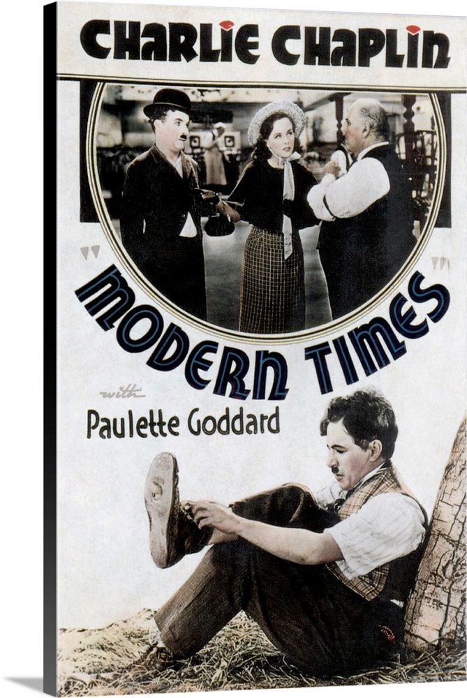 MODERN TIMES, top from left: Charlie Chaplin, Paulette Goddard, Henry Bergman, 1936.