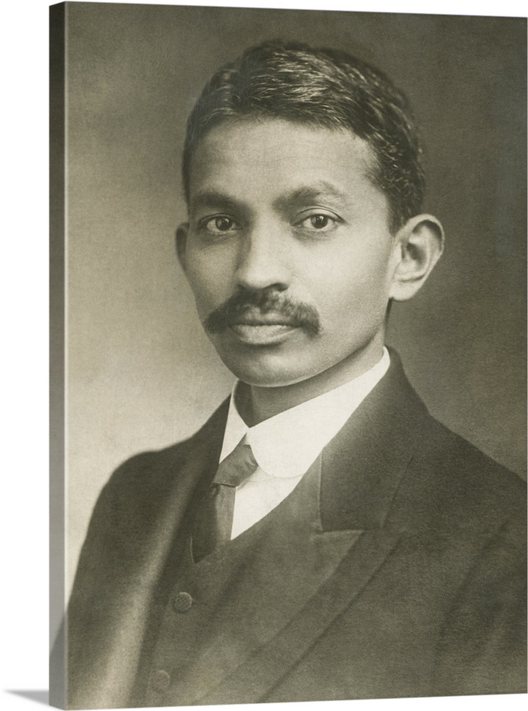 Mohandas Karamchand Gandhi, later known as Mahatma Gandhi, c. 1900 at age 30. In 1893 Gandhi traveled to South Africa to w...