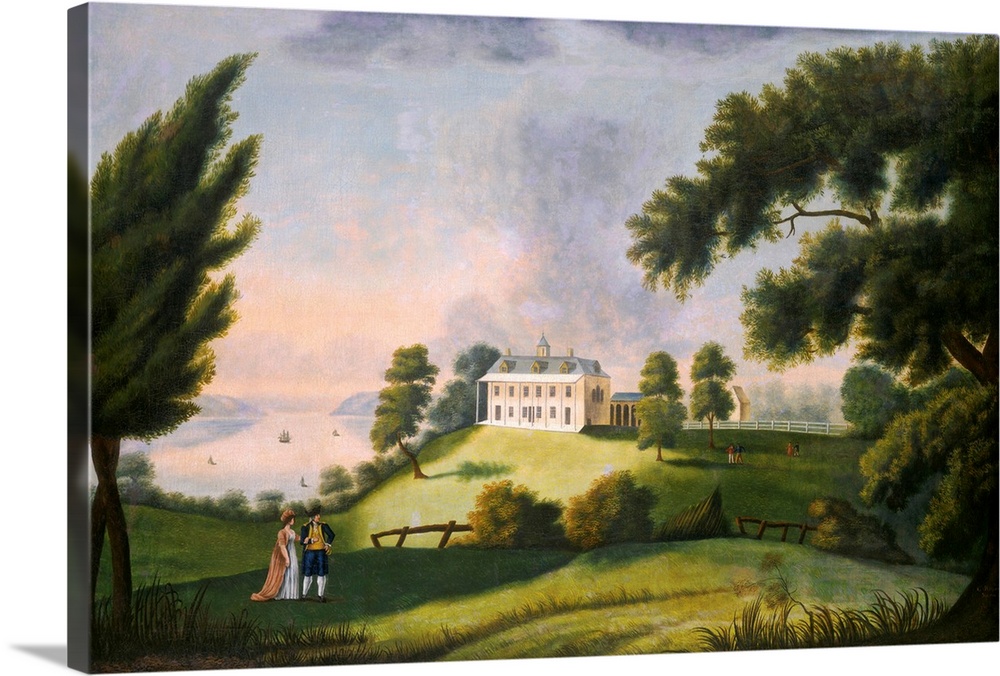 Mount Vernon, by George Ropes, 1806, American painting, oil on canvas. Ropes works are known for their historical accuracy...