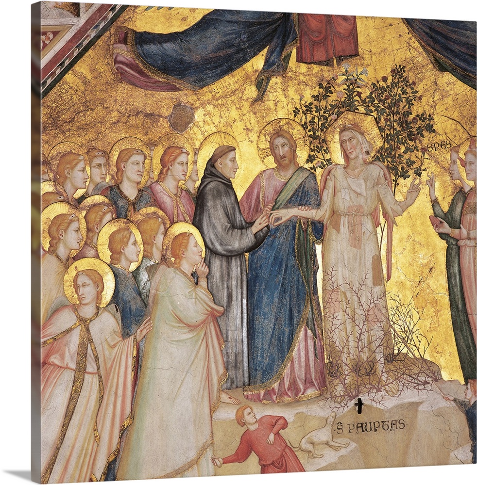 The Mystical Marriage of St Francis to Poverty, by Giotto, co-workers and Giotto, 1315 about, 14th Century, fresco, - Ital...
