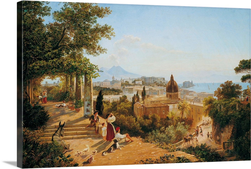Naples seen from the Slopes of the Vomero (Napoli dalle pendici del Vomero), by Carl Wilhelm Goetzloff, 19th Century, oil ...