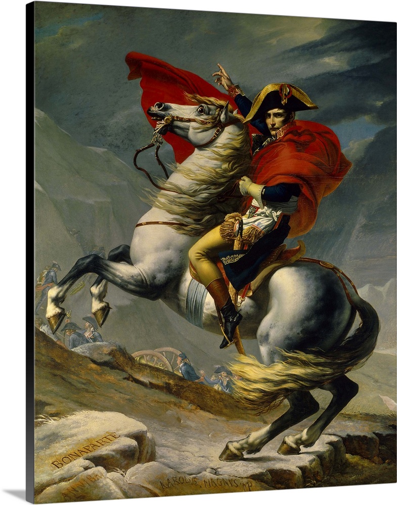 David Louis Ec. Fr., Portrait equestre de Bonaparte franchissant les Alpes au col du grand Saint Bernard le 20 mai 1800Nap...