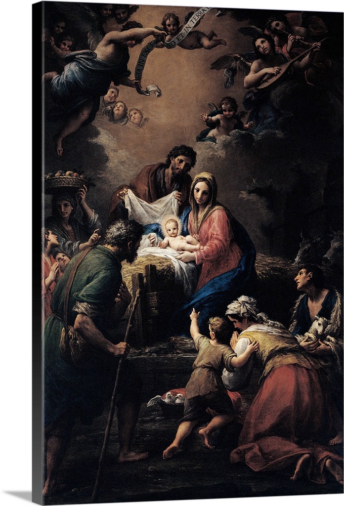 Nativity, by Francesco Mancini, 18th Century, oil on canvas, - Italy, Lazio, Rome, Santa Maria Maggiore Basilica, apse. Fu...