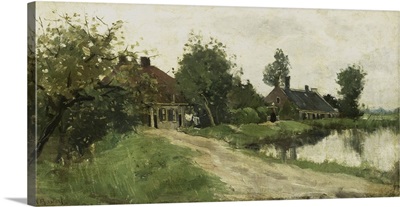 Near Breukelen on the Vecht, c. 1870-23, Dutch painting, oil on panel