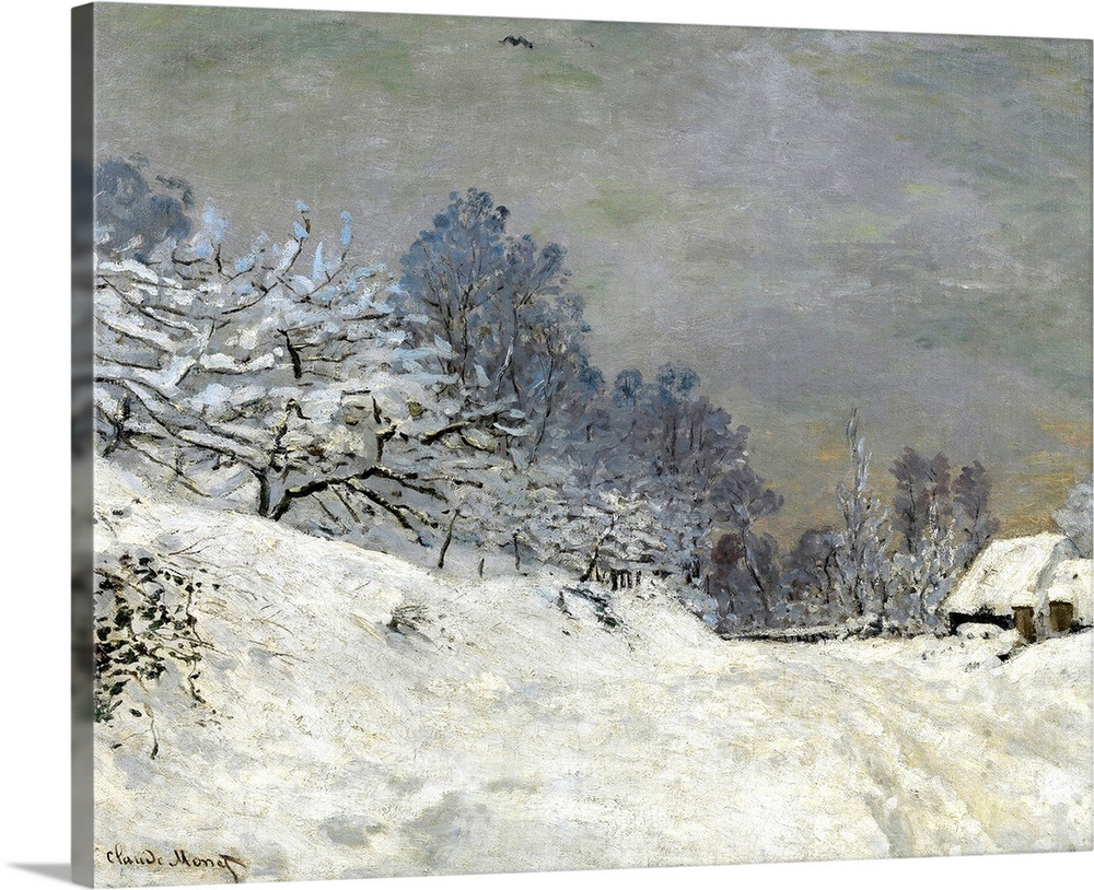Near HonfleurSnow, 1867, By French impressionist Claude Wall Art, Canvas Prints, Framed