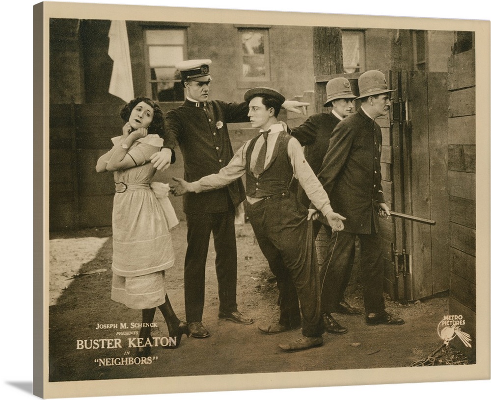 Neighbors, Lobbycard, Front, From Left: Virginia Fox, Edward F. Cline, Buster Keaton, 1920.