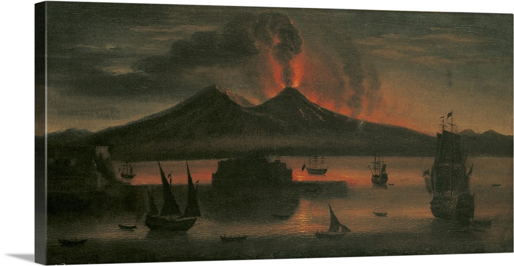 Night Eruption of Vesuvius (Eruzione notturna del Vesuvio), by Tommaso Ruiz, 1748, 18th Century, oil on canvas