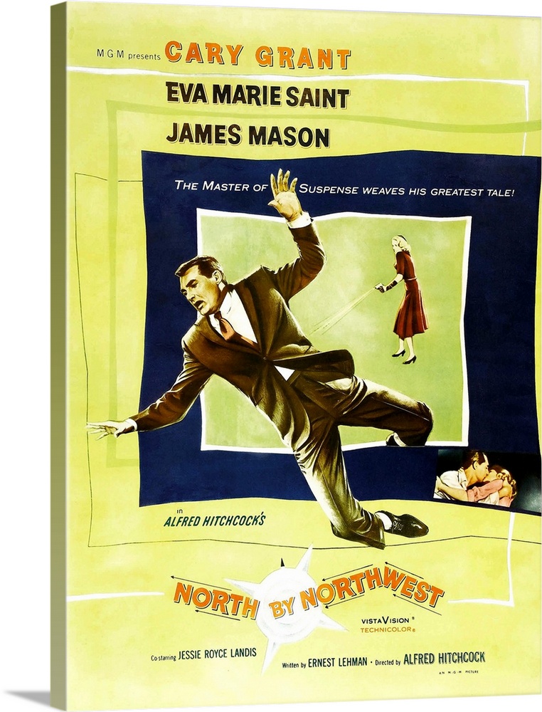 NORTH BY NORTHWEST, U.S. poster art, from left: Cary Grant, Eva Marie Saint, 1959.