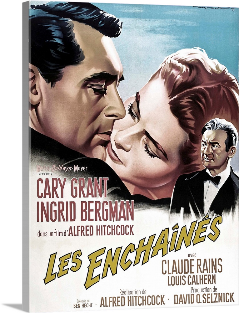 Notorious, French 1963 Re-Release Poster Art, Cary Grant, Ingrid Bergman, Claude Rains, 1946.