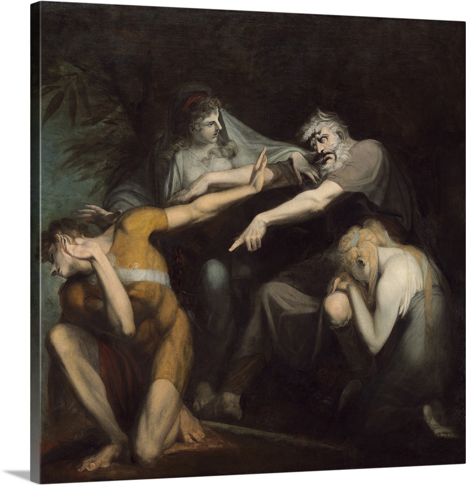 Oedipus Cursing His Son, Polynices, by Henry Fuseli, 1786, British painting, oil on canvas. Henry Fuseli's dramatic painti...