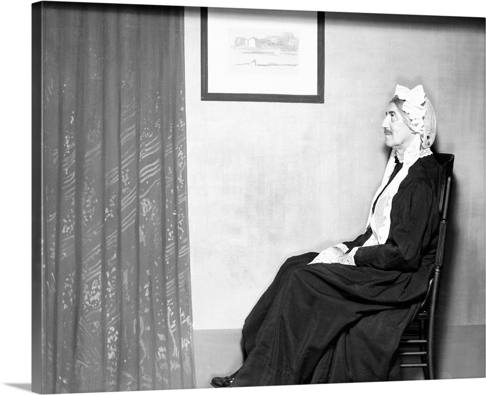 On his rocker, instead of off, is Groucho Marx posing as Whistler's Mother. 1960.
